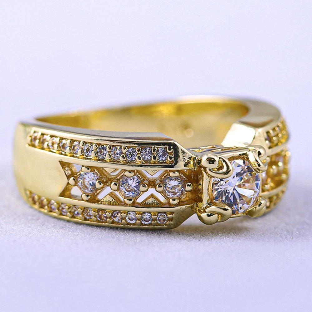 🍁14K Gold Plated Beautiful Fashionable CZ Ring, GPMB1496